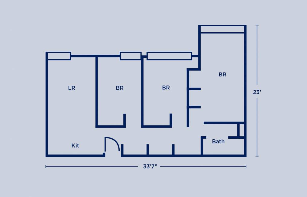 Rodin Quad Three Bedroom Apartment Layout