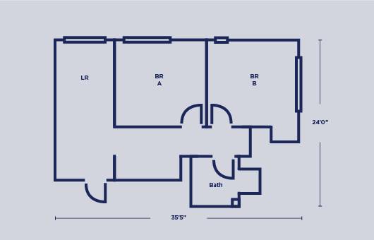 New College House West 2 Bedroom and Living Room