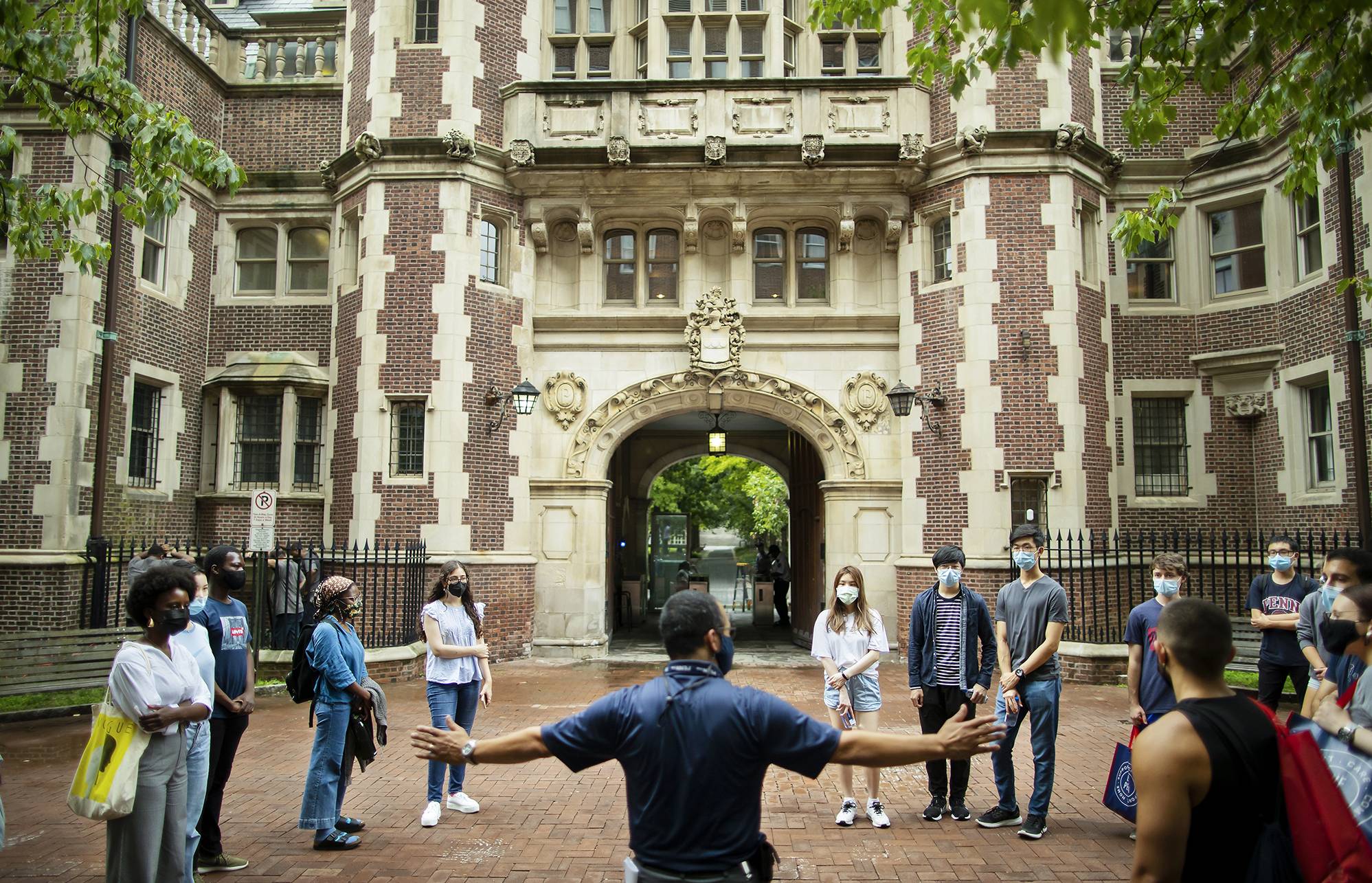 Student ambassadors training outside of the Quad